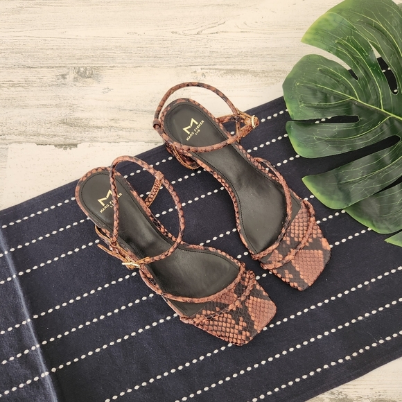 Marc Fisher Jiny 2 Square Toe Snakeskin Ankle Strap Block Heel Sandal 8 - Picture 6 of 6